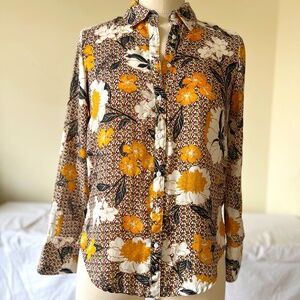 Retro Floral Print Button down Blouse